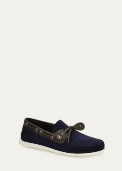 FerragamoMen's Bahia Suede Leather-Trim Boat Shoes