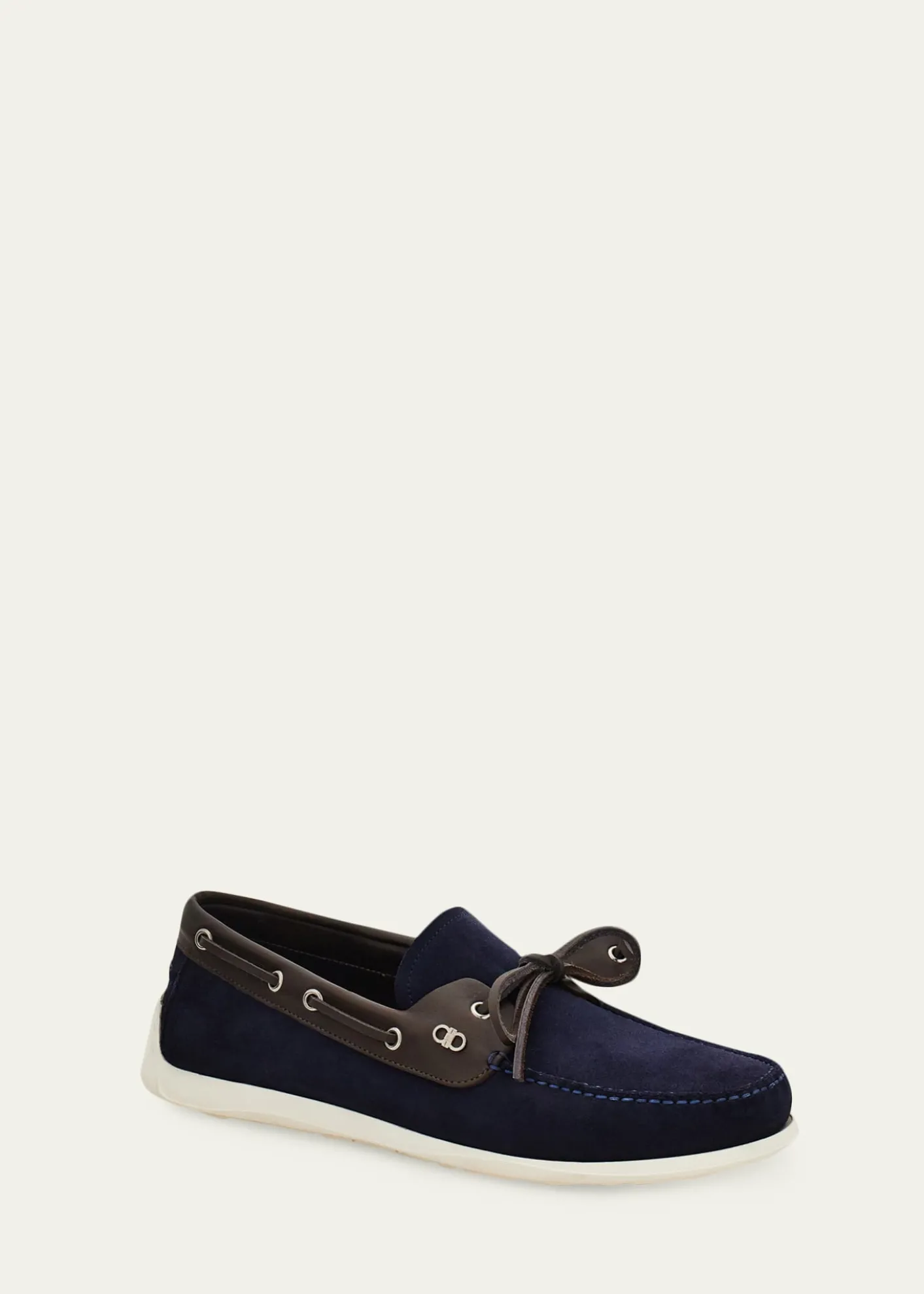 FerragamoMen's Bahia Suede Leather-Trim Boat Shoes