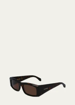 FerragamoMen's Classic Logo Acetate Rectangle Sunglasses, 57mm