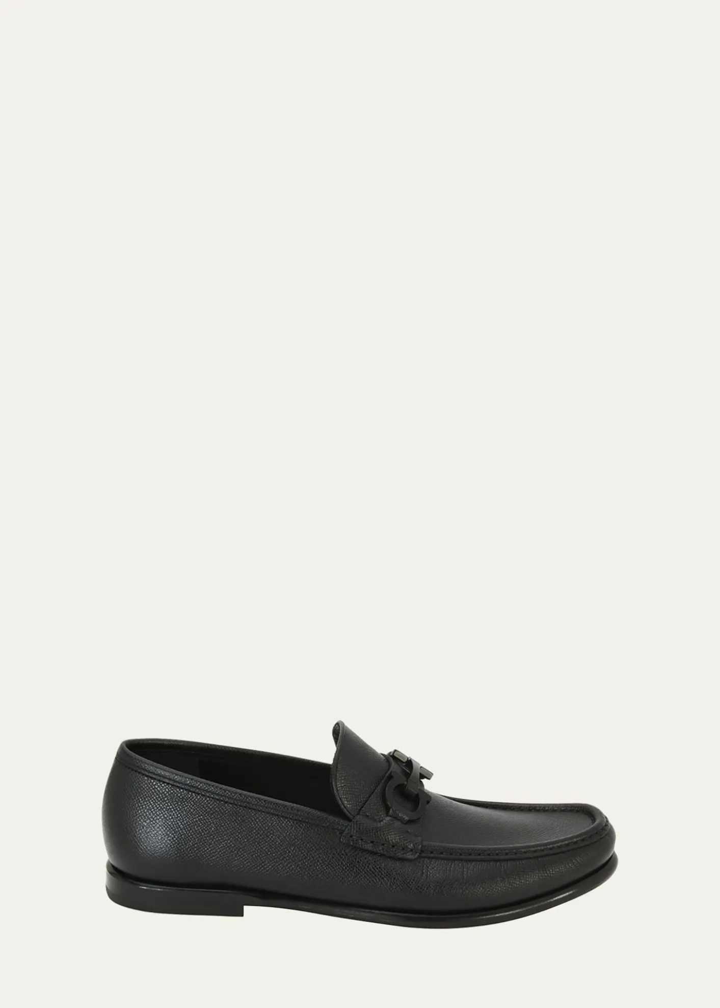 FerragamoMen's Crown Textured Leather Gancini Moccasin Loafers