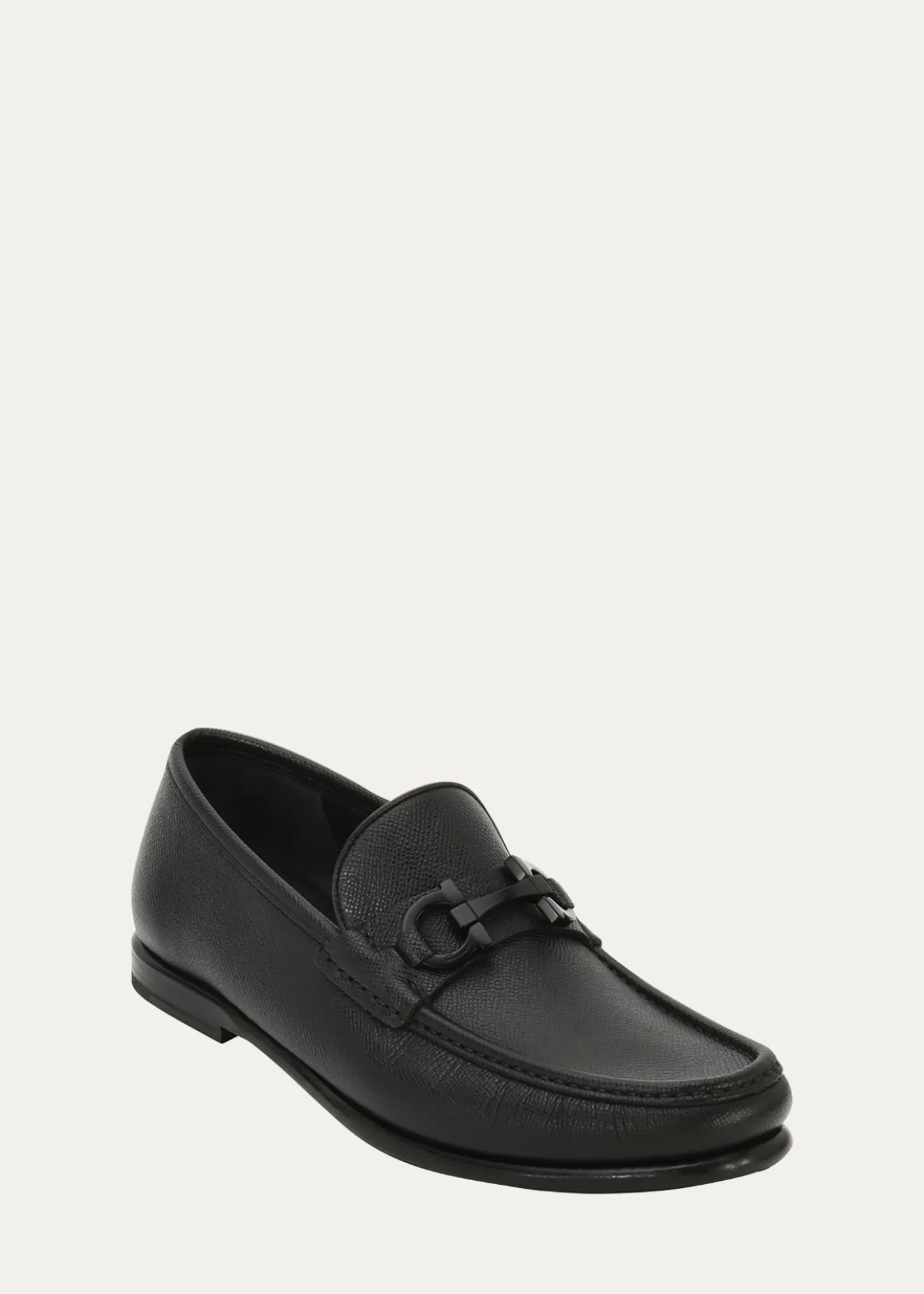 FerragamoMen's Crown Textured Leather Gancini Moccasin Loafers