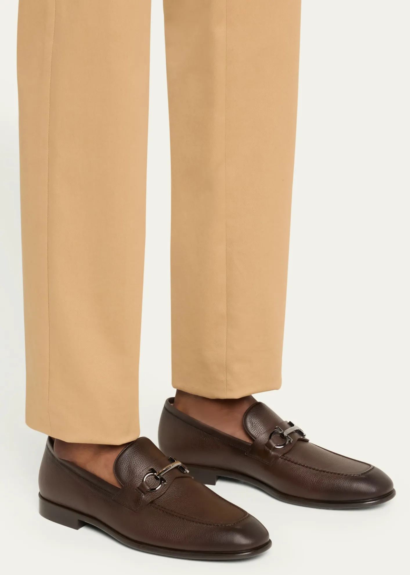 FerragamoMen's Foster Grained Leather Gancini Bit Loafers