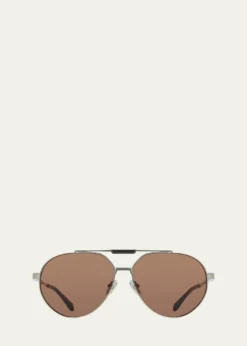 FerragamoMen's Gancino Titanium Aviator Sunglasses