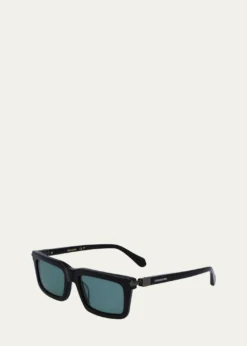 FerragamoMen's Prisma Modified Acetate Rectangle Sunglasses, 53mm