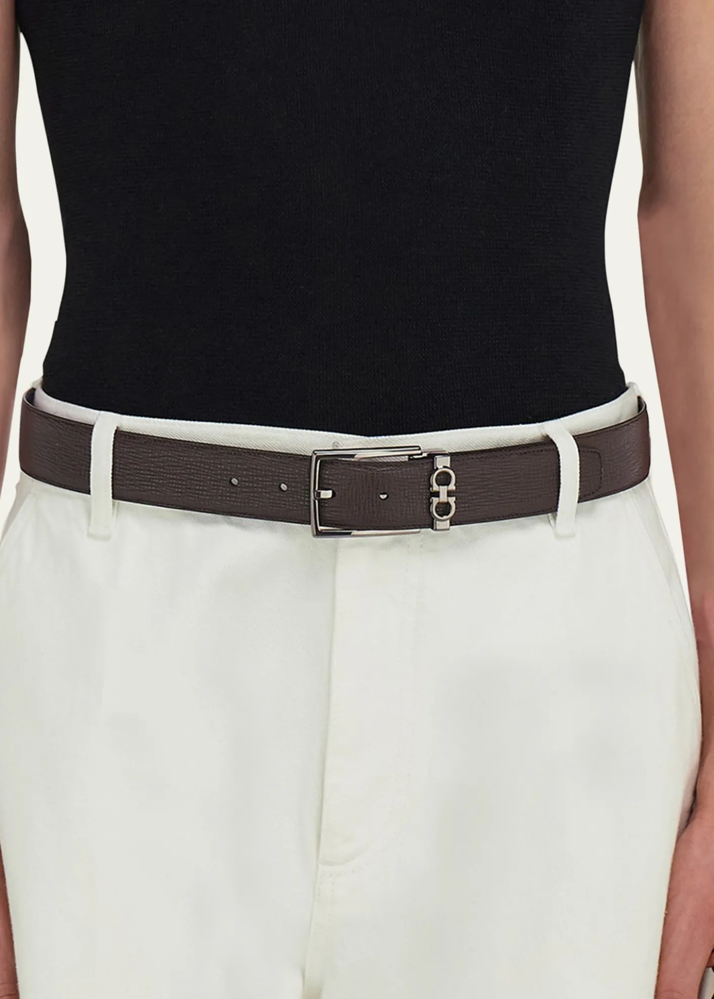 FerragamoMen's Reversible Hammered Leather Belt