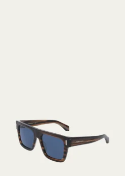 FerragamoMen's Rivets Acetate Square Sunglasses