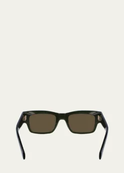 FerragamoMen's Rivets Acetate Rectangle Sunglasses, 53mm