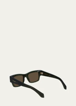 FerragamoMen's Rivets Acetate Rectangle Sunglasses, 53mm