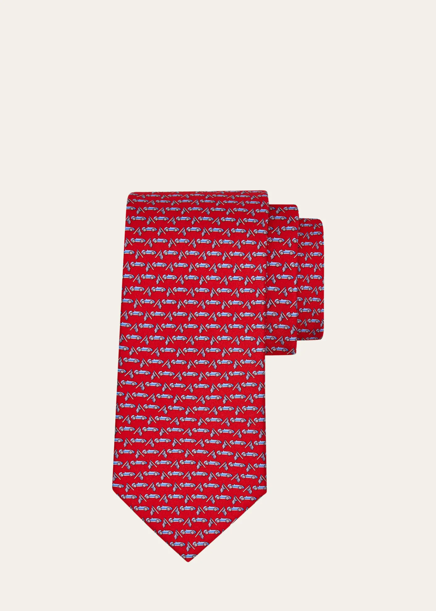 FerragamoMen's Sports Car and Flag Silk Tie