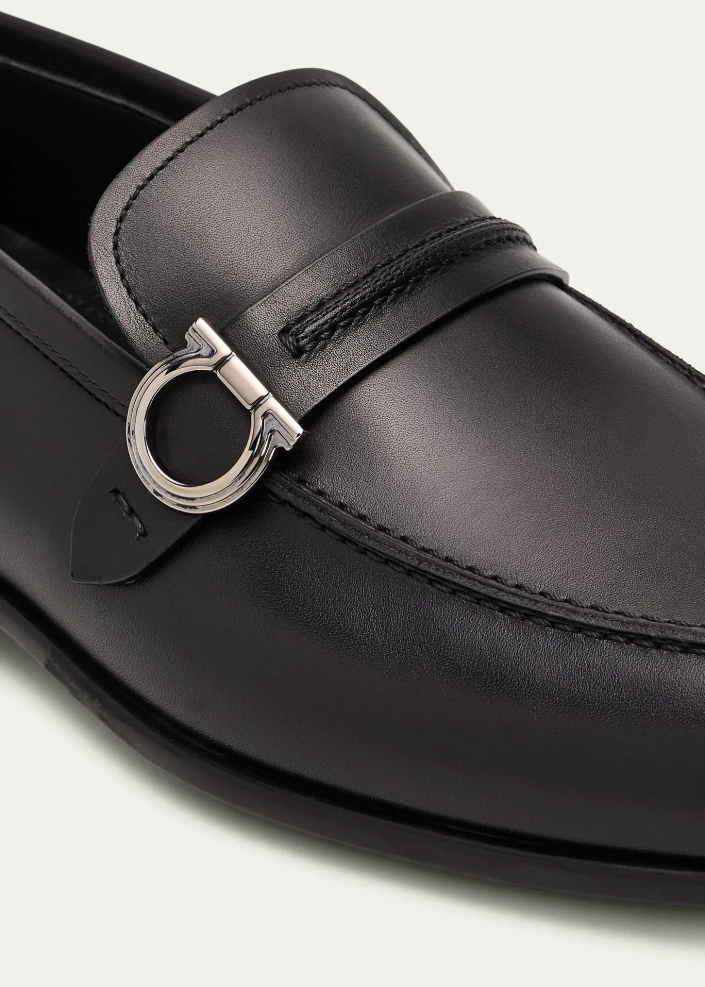 FerragamoMen's Terence Calfskin Gancini Saddle-Strap Loafers