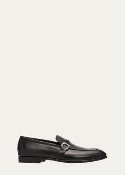FerragamoMen's Terence Calfskin Gancini Saddle-Strap Loafers