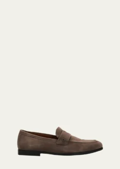 FerragamoMen's Tiberio Kid Suede Micro-Gancio Penny Loafers