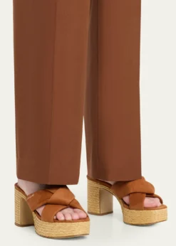 Ferragamo85mm Douglas Leather Espadrille Platform Sandals