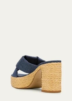 Ferragamo85mm Douglas Platform Denim Mule Sandals