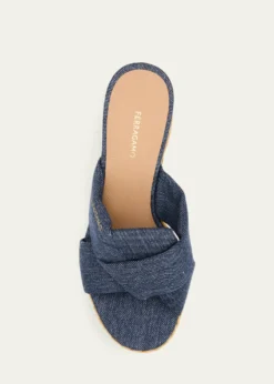 Ferragamo85mm Douglas Platform Denim Mule Sandals