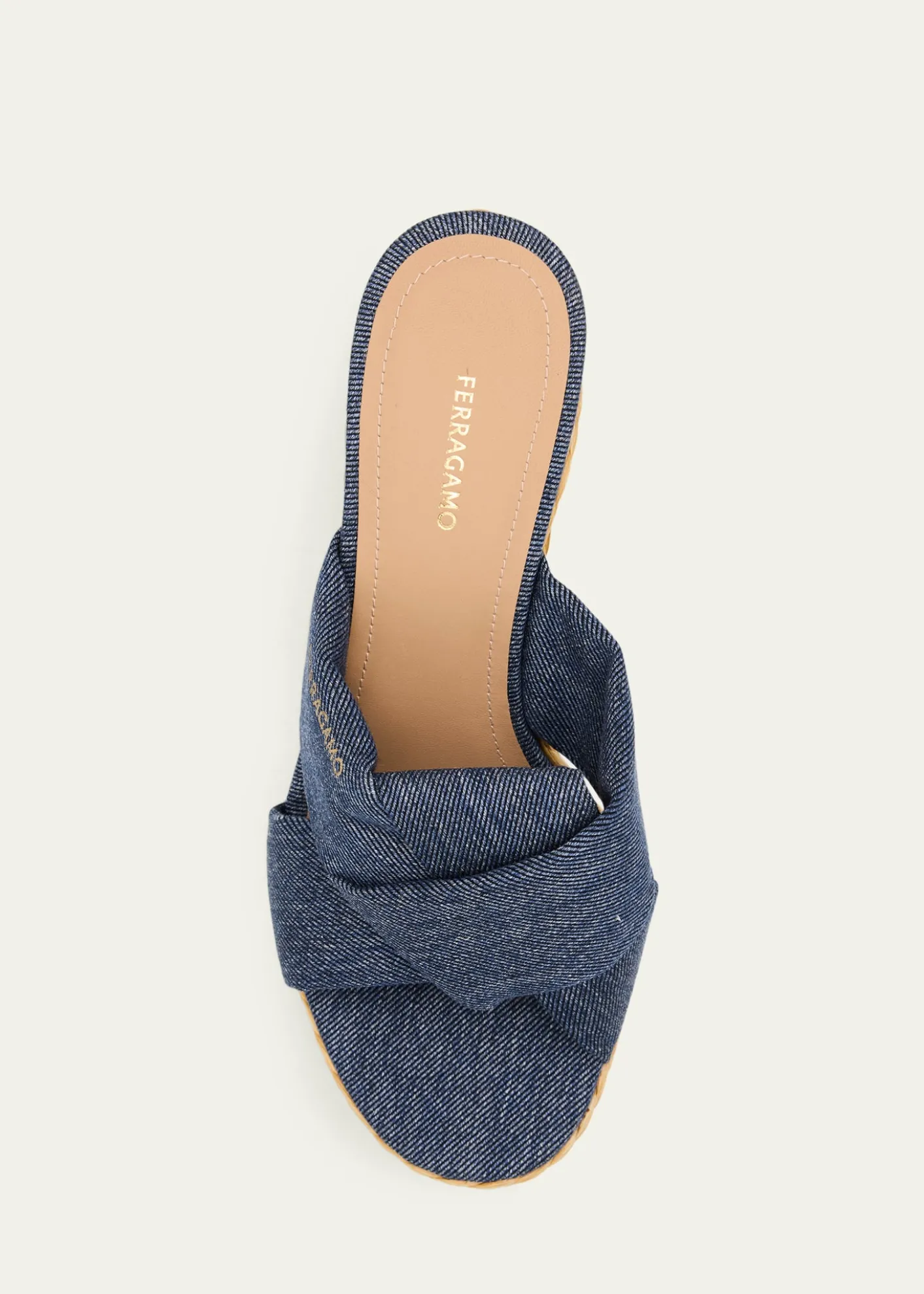Ferragamo85mm Douglas Platform Denim Mule Sandals