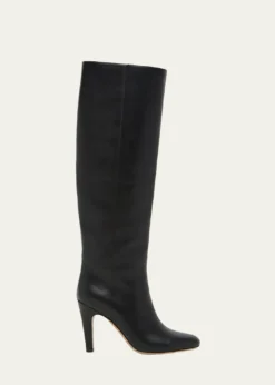 Ferragamo95mm Nylu Leather Knee-High Boots