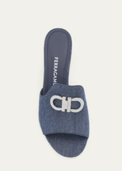 Ferragamo55mm Rexy Denim Mule Sandals