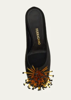 Ferragamo55mm Safi Beaded Satin Mules