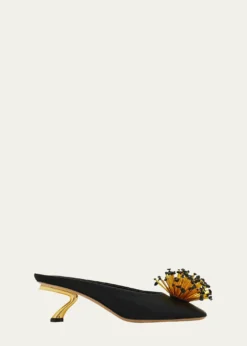 Ferragamo55mm Safi Beaded Satin Mules