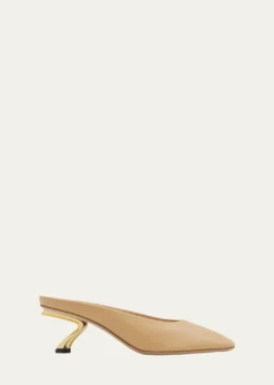 Ferragamo55mm Safi Leather S-Shaped Heel Mules