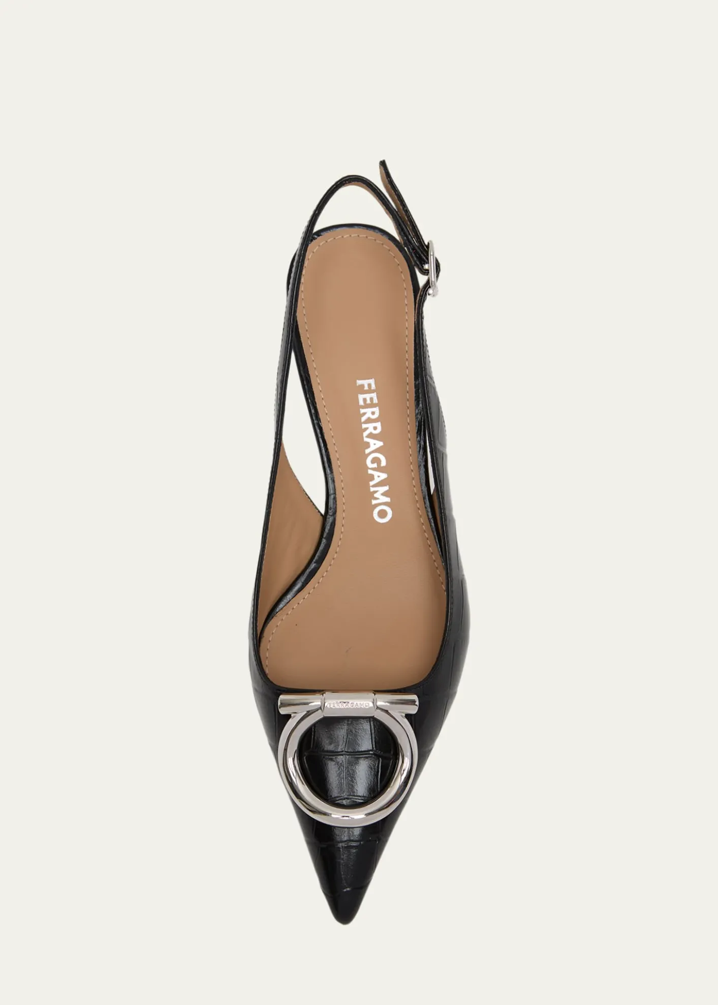 Ferragamo40mm Sara Croc-Embossed Leather Slingback Pumps