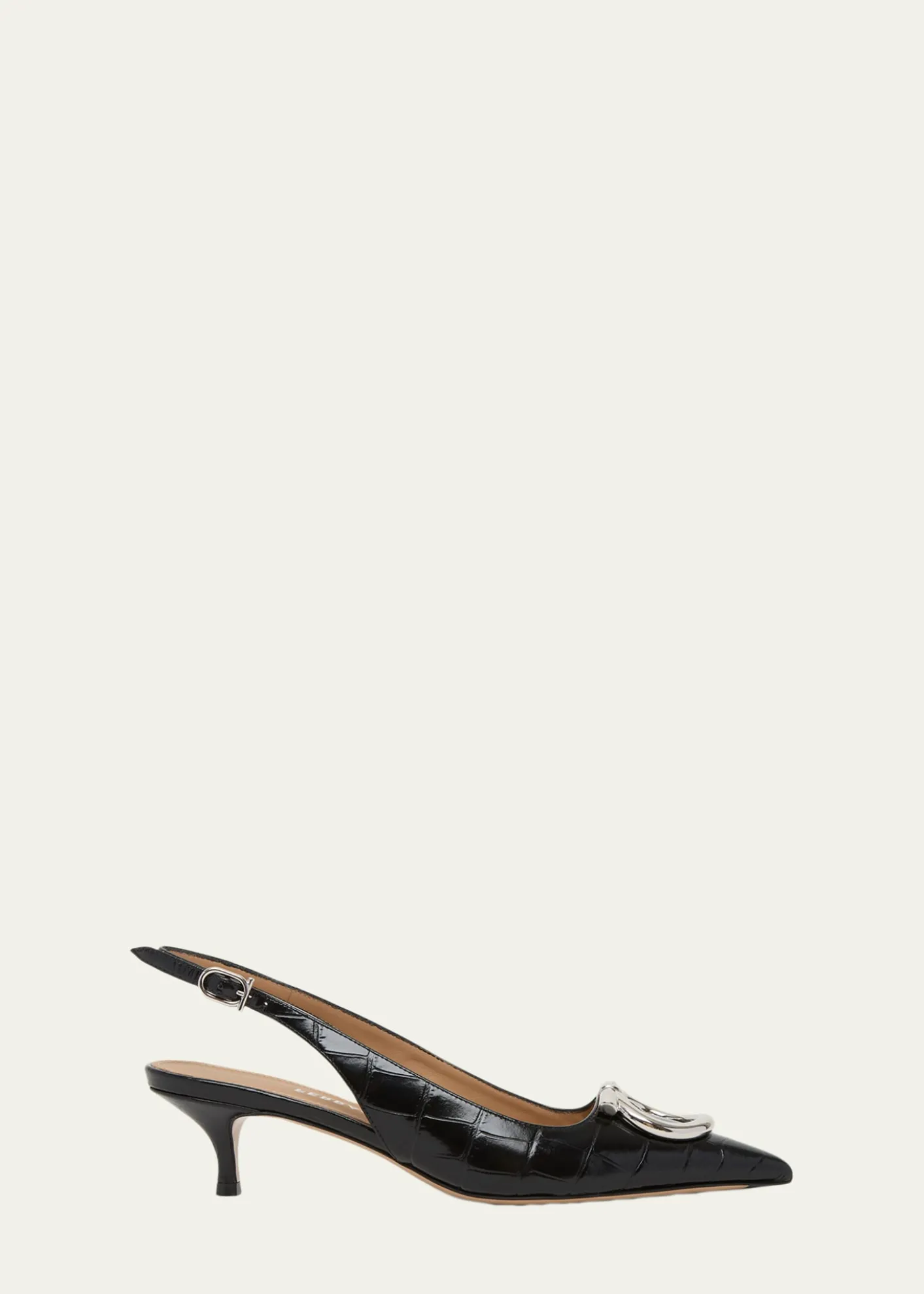 Ferragamo40mm Sara Croc-Embossed Leather Slingback Pumps