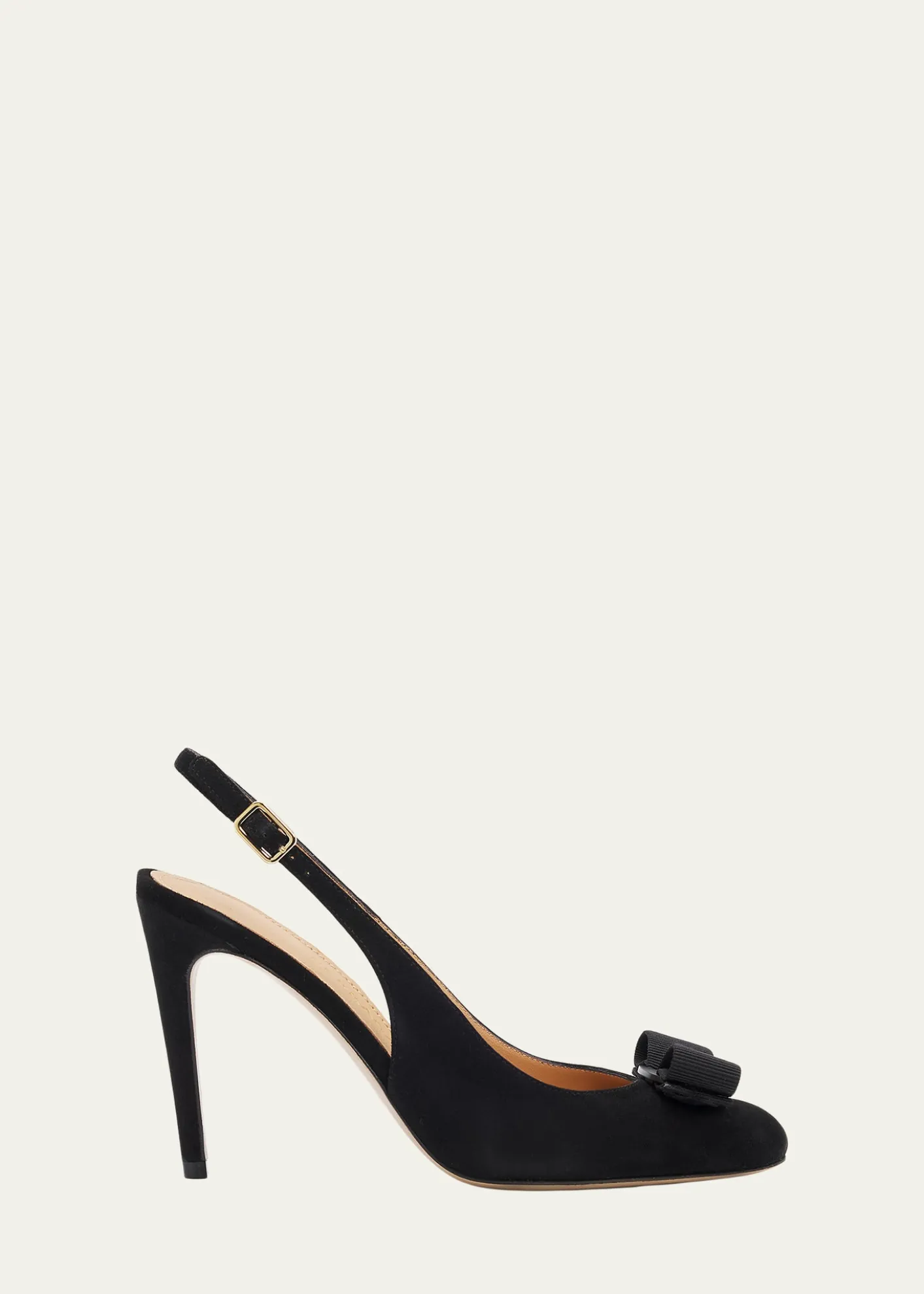 Ferragamo95mm Vibily Bow Suede Slingback Pumps