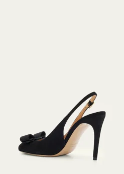 Ferragamo95mm Vibily Bow Suede Slingback Pumps
