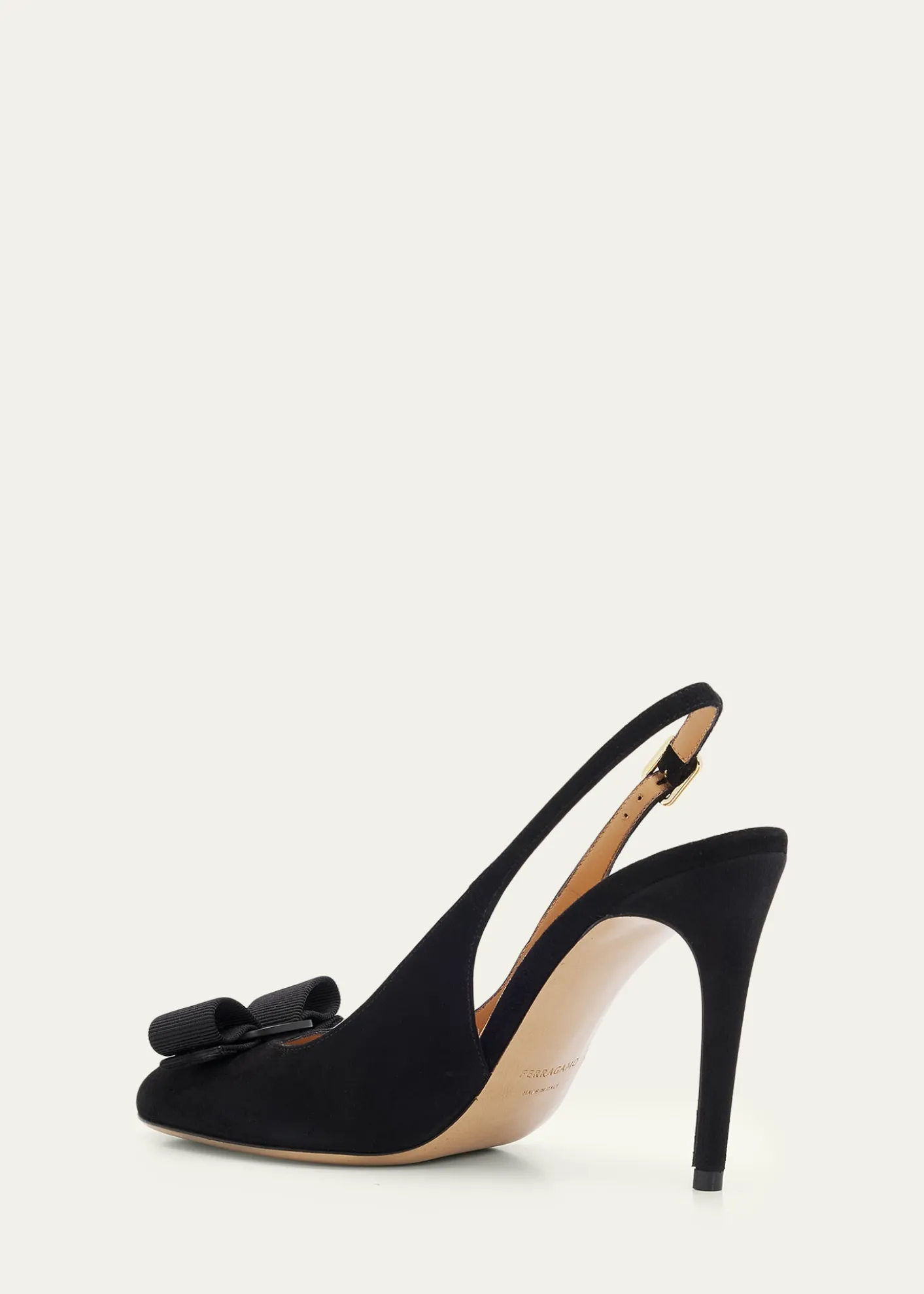 Ferragamo95mm Vibily Bow Suede Slingback Pumps