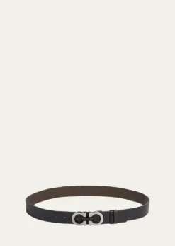 FerragamoMoufflon Adjustable & Reversible Double-Gancini Buckle Leather Belt