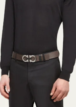 FerragamoMoufflon Adjustable & Reversible Double-Gancini Buckle Leather Belt