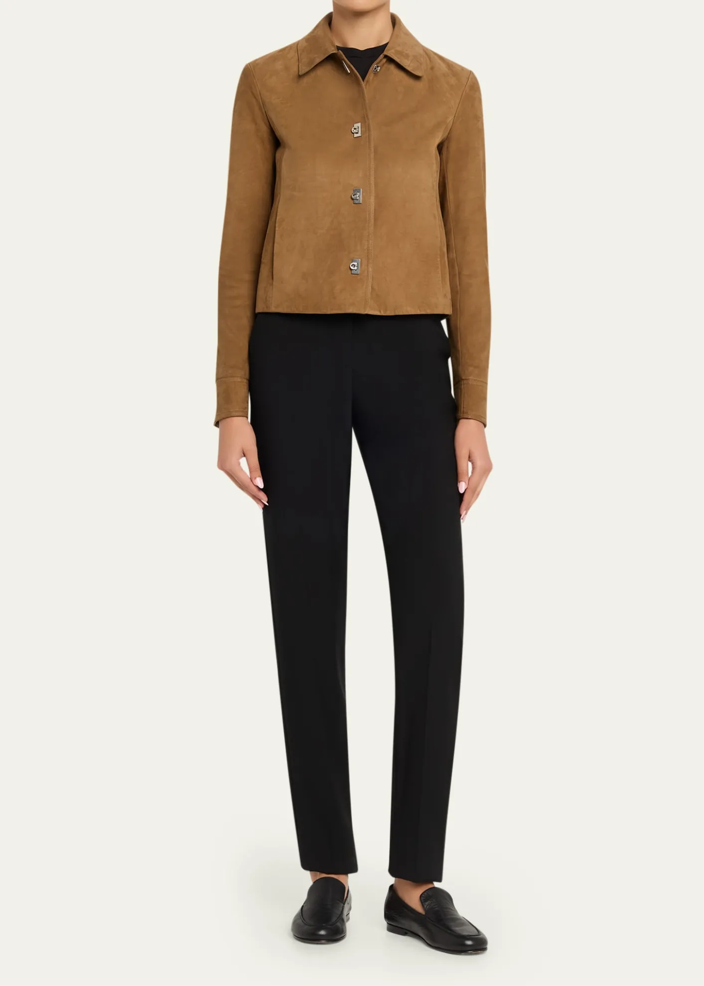 FerragamoNubuck Leather Boxy Jacket