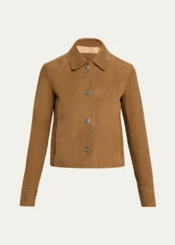 FerragamoNubuck Leather Boxy Jacket