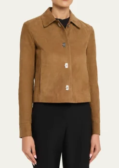 FerragamoNubuck Leather Boxy Jacket