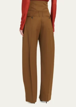 FerragamoPleated Wool-Cashmere Barrel-Leg Trousers
