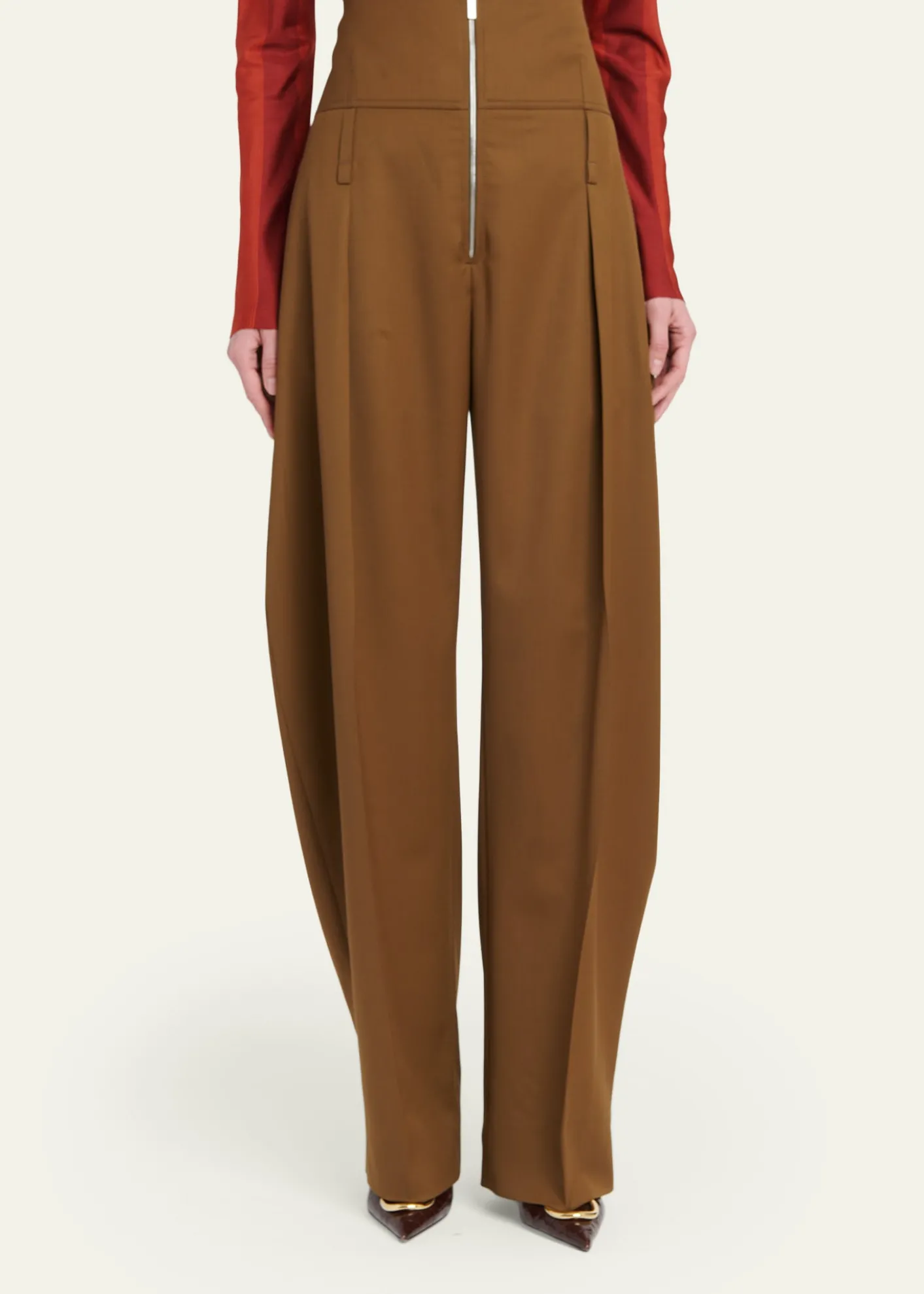 FerragamoPleated Wool-Cashmere Barrel-Leg Trousers