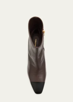 FerragamoSambi Cap-Toe Leather Ankle Boots