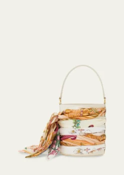 FerragamoScarf-Wrapped Leather Bucket Bag
