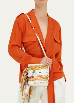 FerragamoScarf-Wrapped Leather Bucket Bag