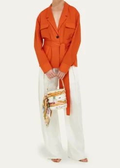 FerragamoScarf-Wrapped Leather Bucket Bag