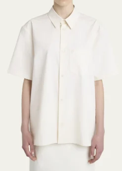 FerragamoSilk Canvas Short-Sleeve Button-Down Shirt