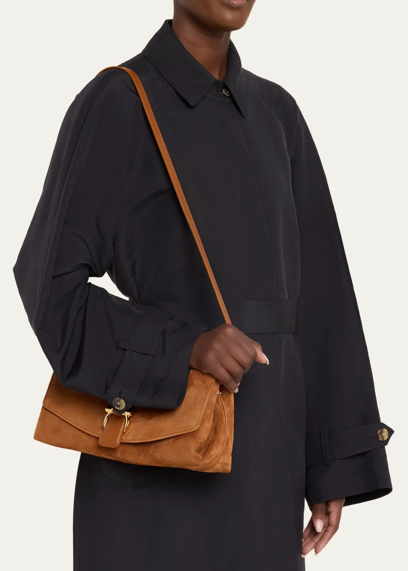 FerragamoSuede Gancio Buckle Shoulder Bag