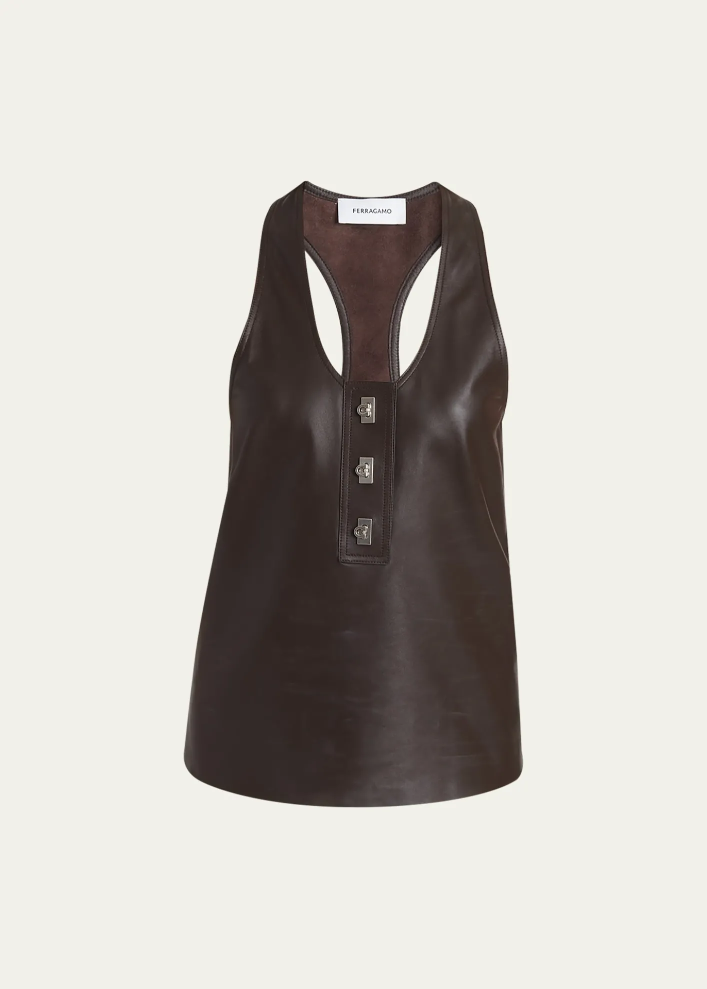 FerragamoToggle Nappa Leather Racerback Tank Top
