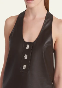 FerragamoToggle Nappa Leather Racerback Tank Top