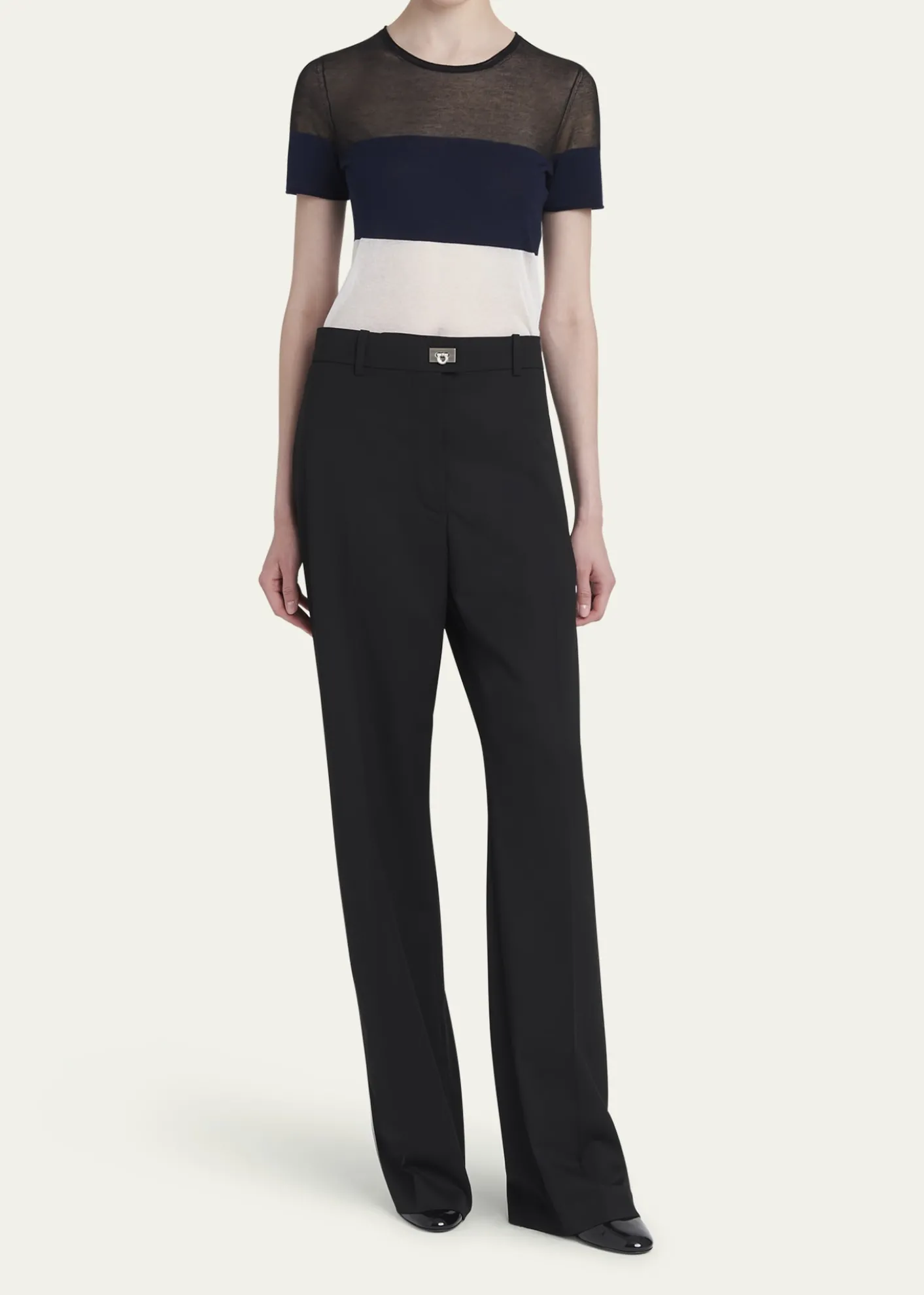 FerragamoTurn-Lock Crepe Straight-Leg Pants