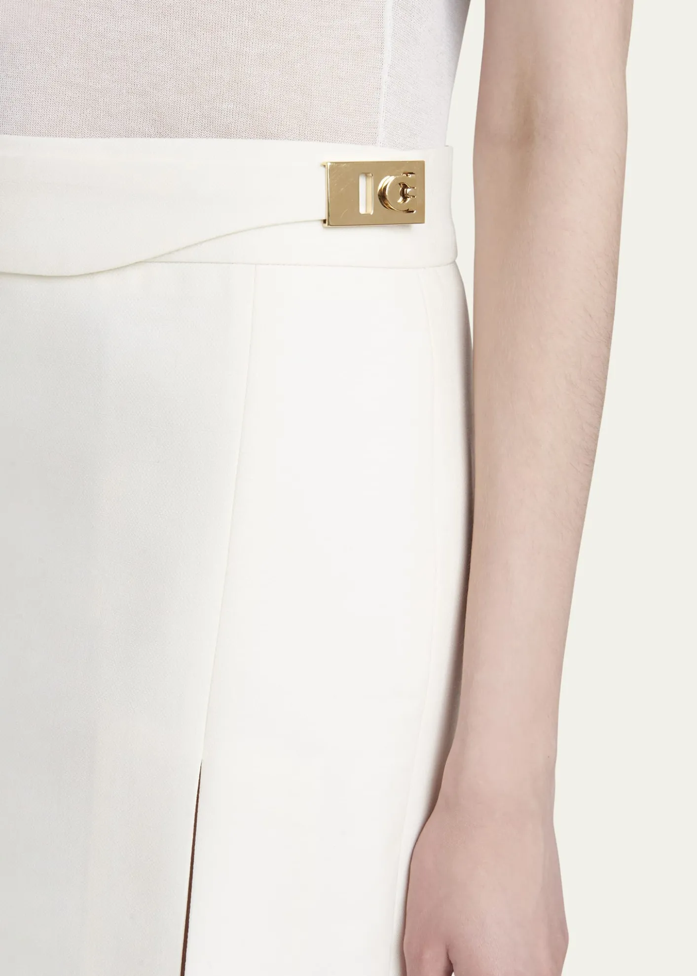 FerragamoTwist-Lock Belted Slit Pencil Skirt