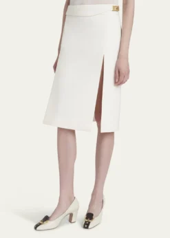 FerragamoTwist-Lock Belted Slit Pencil Skirt