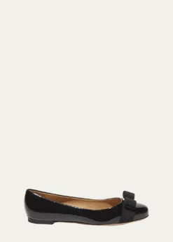 FerragamoVarina Patent Leather Bow Ballerina Flats
