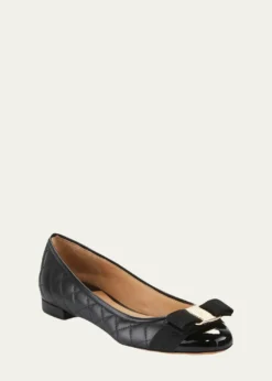 FerragamoVarina Quilted Bow Ballet Flats